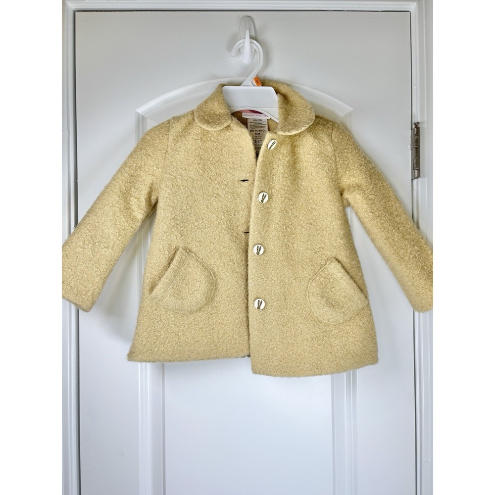 Bonnie Jean Girls 3T Beige Teddy Boucle Dress Coat Button Jacket NWOT